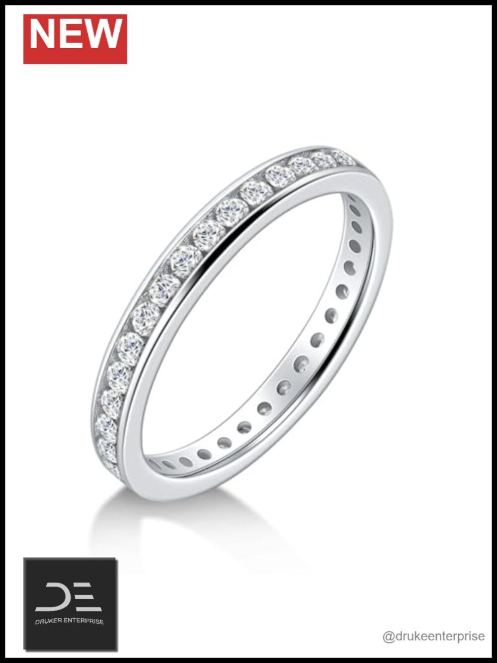 D Color VVS1 Moissanite Full Eternity Wedding Band 925 Sterling Silver Ring